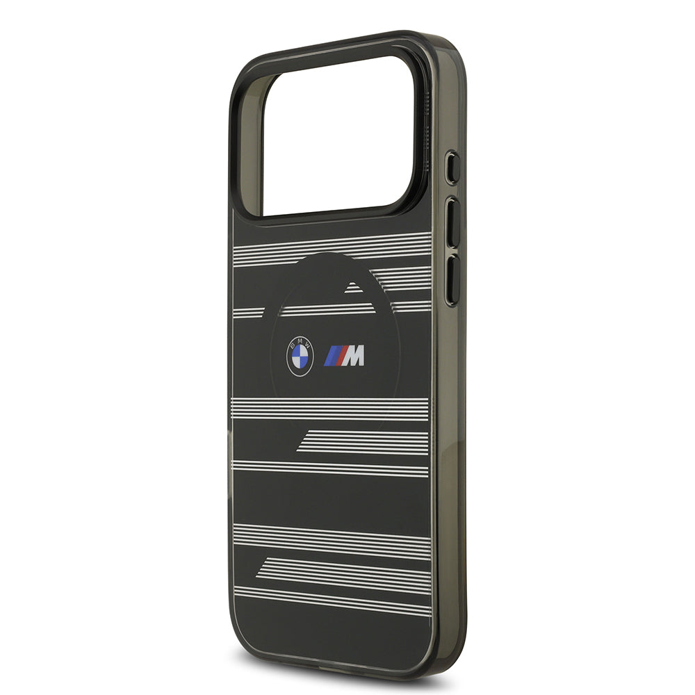 iPhone 17 Pro Max Kılıf BMW Orijinal Lisanslı M-safe Şarj Özellikli Metal Kamera Butonlu Yatay Şeritli M Dizayn Kılıf