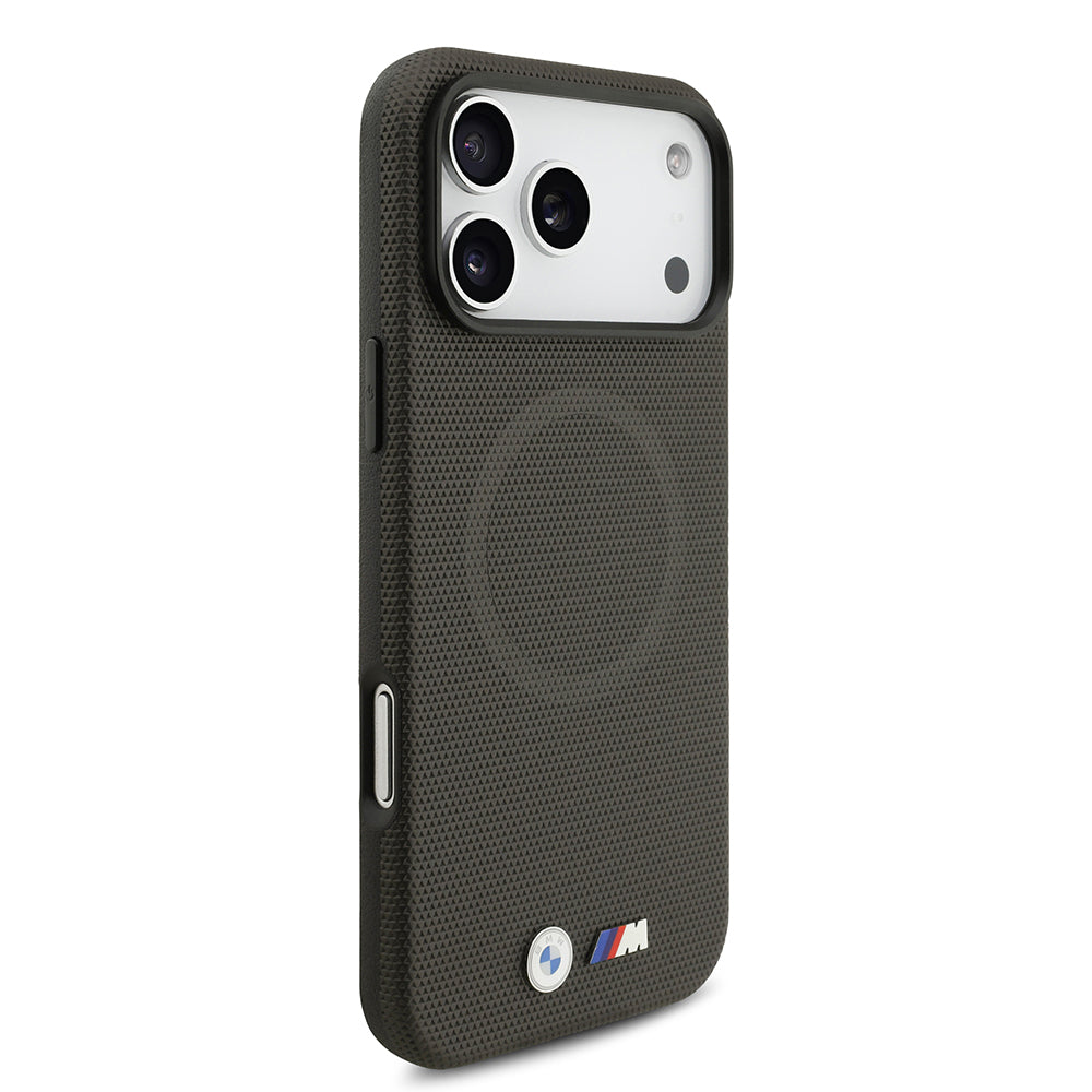 iPhone 17 Pro Max Kılıf BMW Orijinal Lisanslı M-safe Şarj Özellikli Metal Logolu Delikli M Dizayn Deri Kılıf