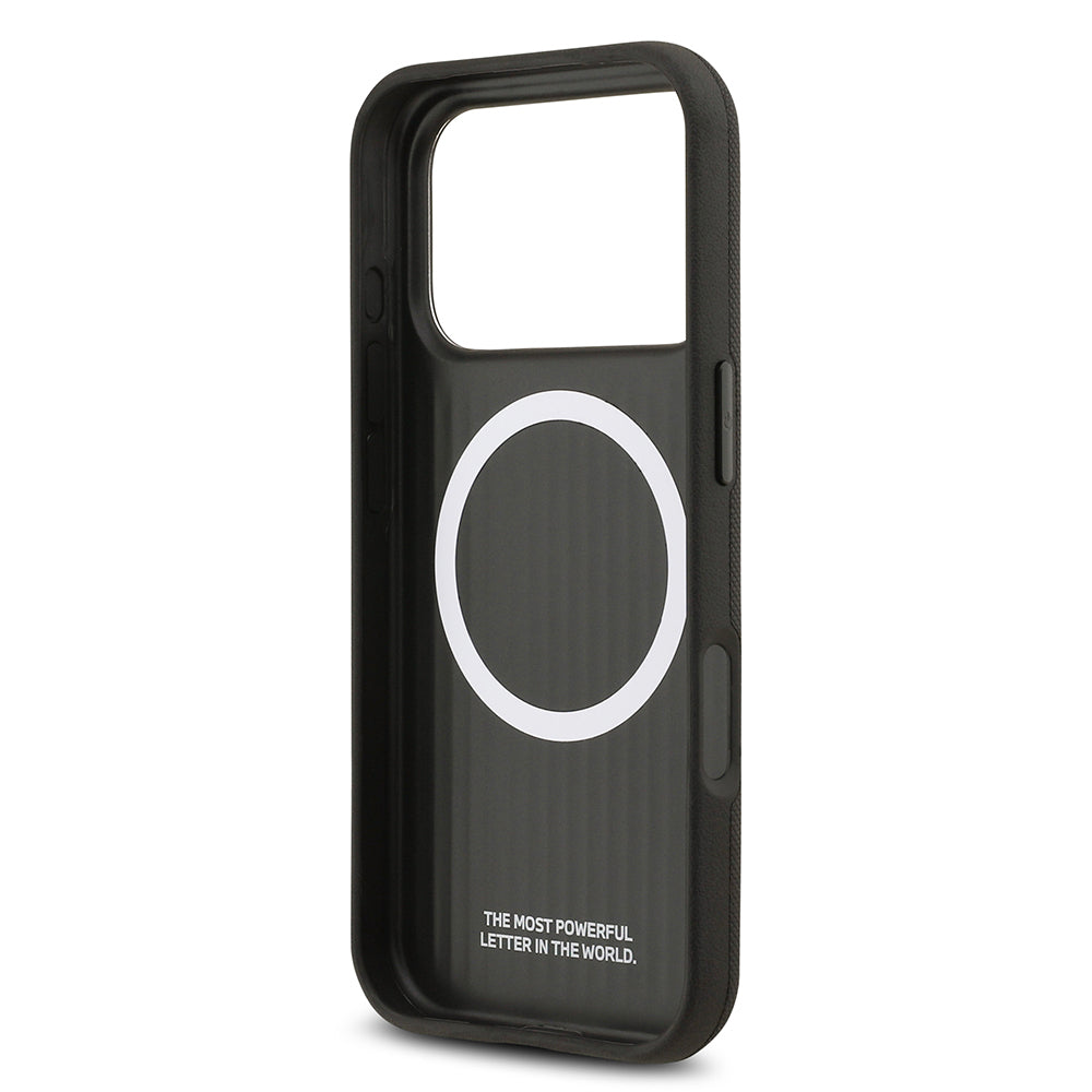 iPhone 17 Pro Max Kılıf BMW Orijinal Lisanslı M-safe Şarj Özellikli Metal Logolu Delikli M Dizayn Deri Kılıf