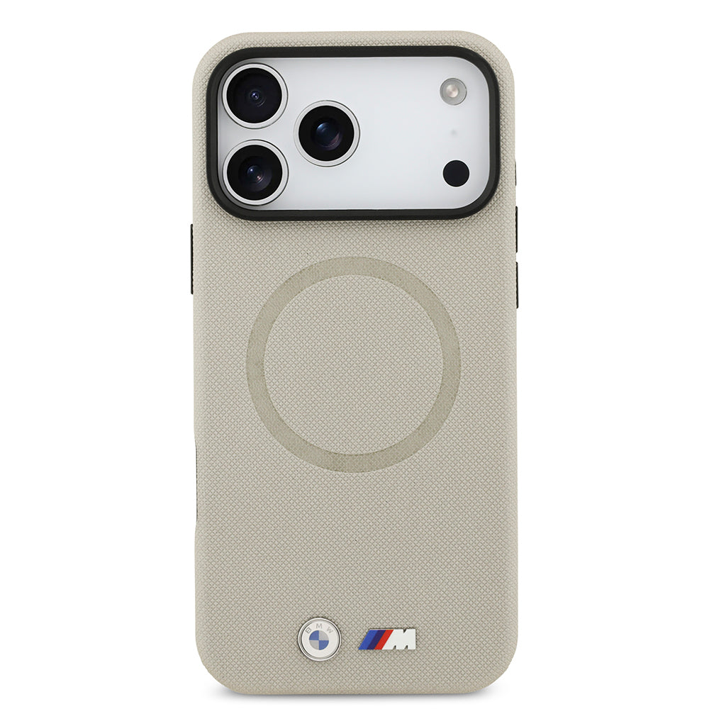 iPhone 17 Pro Max Kılıf BMW Orijinal Lisanslı M-safe Şarj Özellikli Metal Logolu Delikli M Dizayn Deri Kılıf