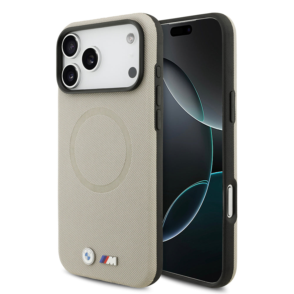 iPhone 17 Pro Max Kılıf BMW Orijinal Lisanslı M-safe Şarj Özellikli Metal Logolu Delikli M Dizayn Deri Kılıf