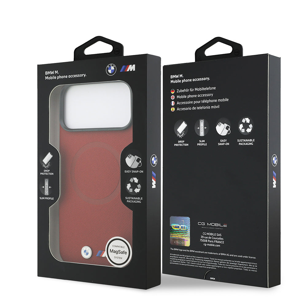 iPhone 17 Pro Max Kılıf BMW Orijinal Lisanslı M-safe Şarj Özellikli Metal Logolu Delikli M Dizayn Deri Kılıf