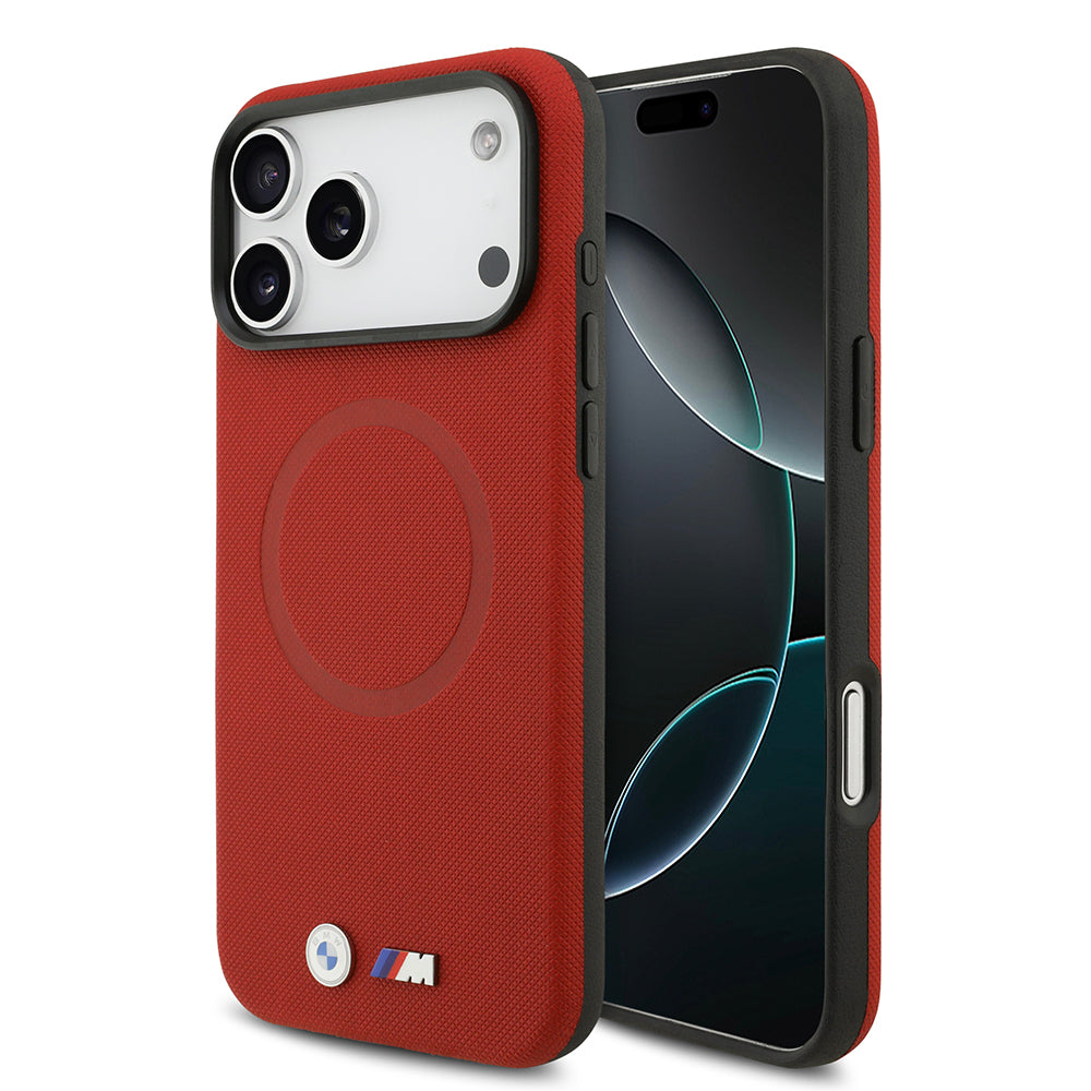 iPhone 17 Pro Max Kılıf BMW Orijinal Lisanslı M-safe Şarj Özellikli Metal Logolu Delikli M Dizayn Deri Kılıf