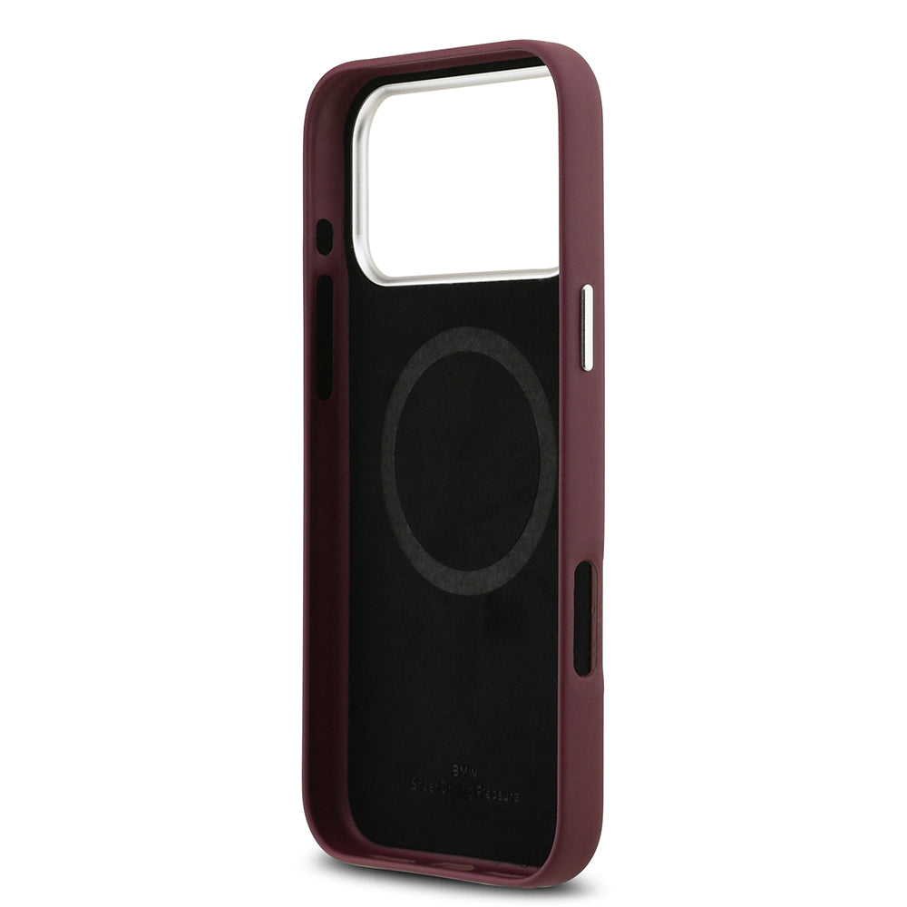 iPhone 17 Pro Max Kılıf BMW Orijinal Lisanslı M-safe Şarj Özellikli Metal Logolu Tam Kaplama Deri Kılıf