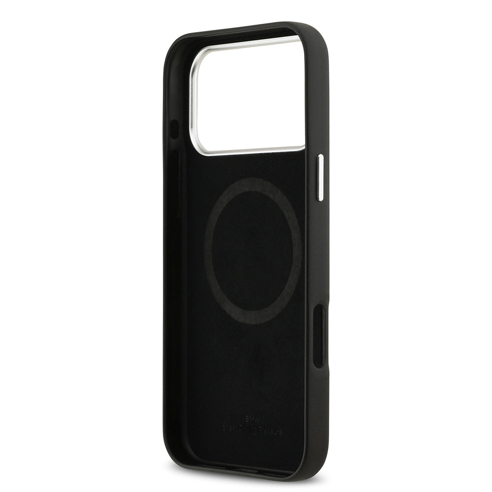 iPhone 17 Pro Max Kılıf BMW Orijinal Lisanslı M-safe Şarj Özellikli Metal Logolu Tam Kaplama Deri Kılıf