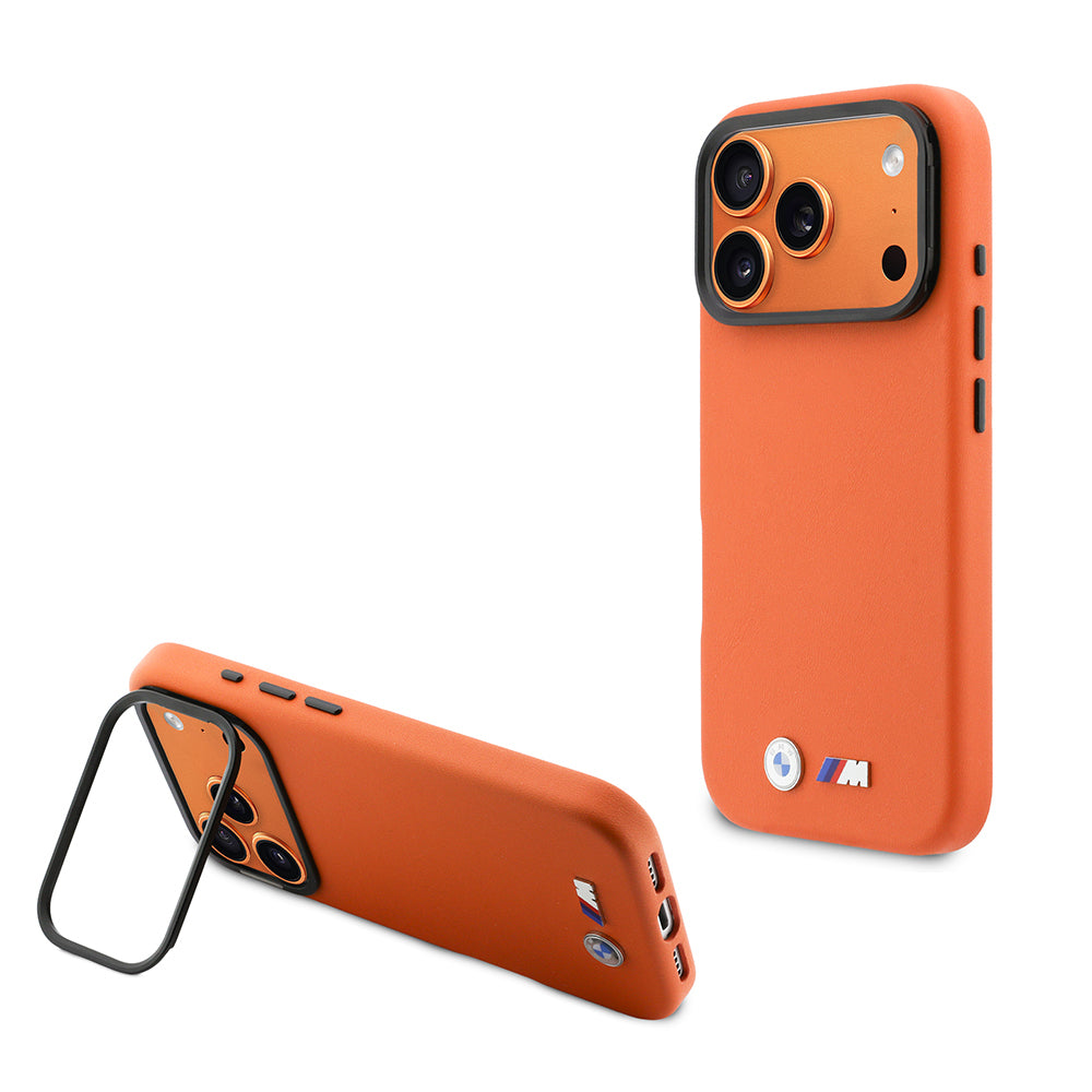 iPhone 17 Pro Max Kılıf BMW Orijinal Lisanslı M-safe Şarj Özellikli Standlı Metal Kamera Çerçeveli M Logolu PU Deri Kılıf