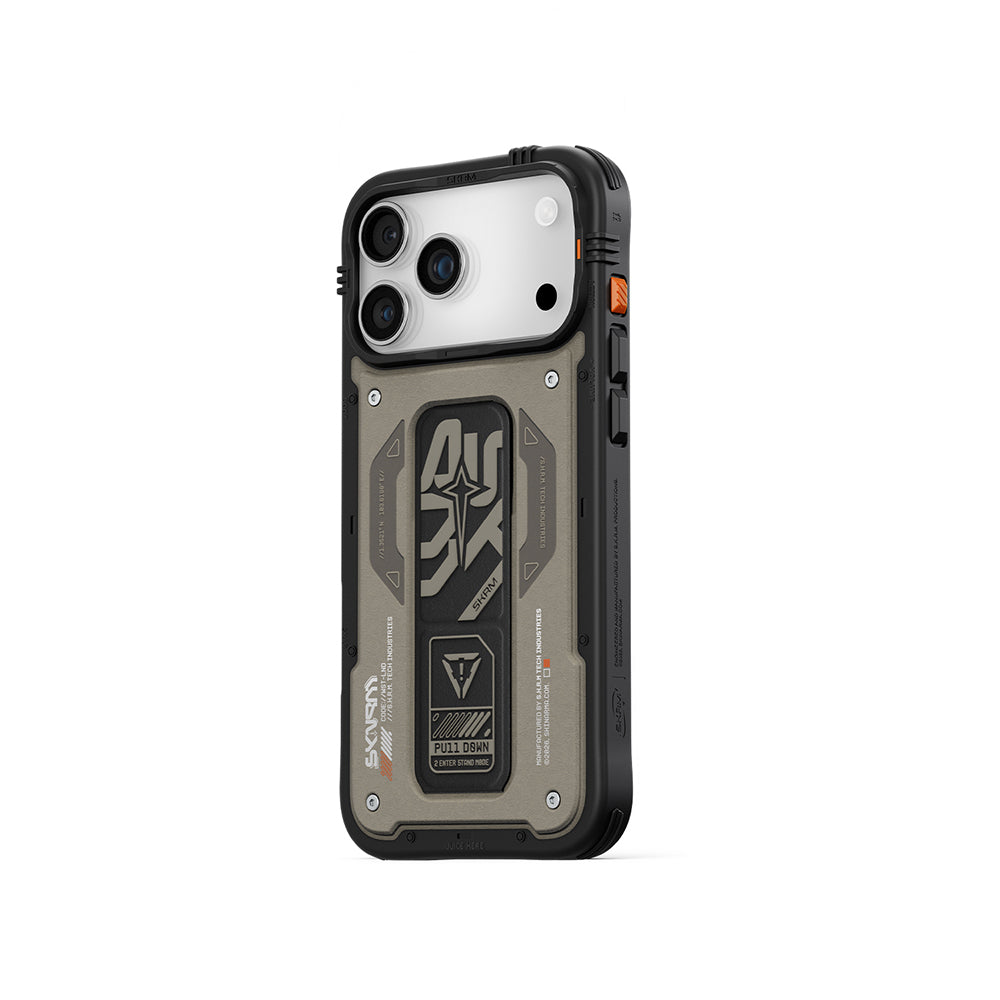 iPhone 17 Pro Max Kılıf Desenli Airbag Tasarımlı Standlı Skinarma Aegis Kılıf