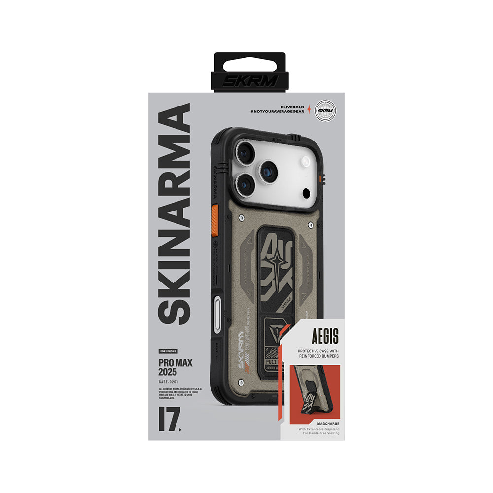 iPhone 17 Pro Max Kılıf Desenli Airbag Tasarımlı Standlı Skinarma Aegis Kılıf