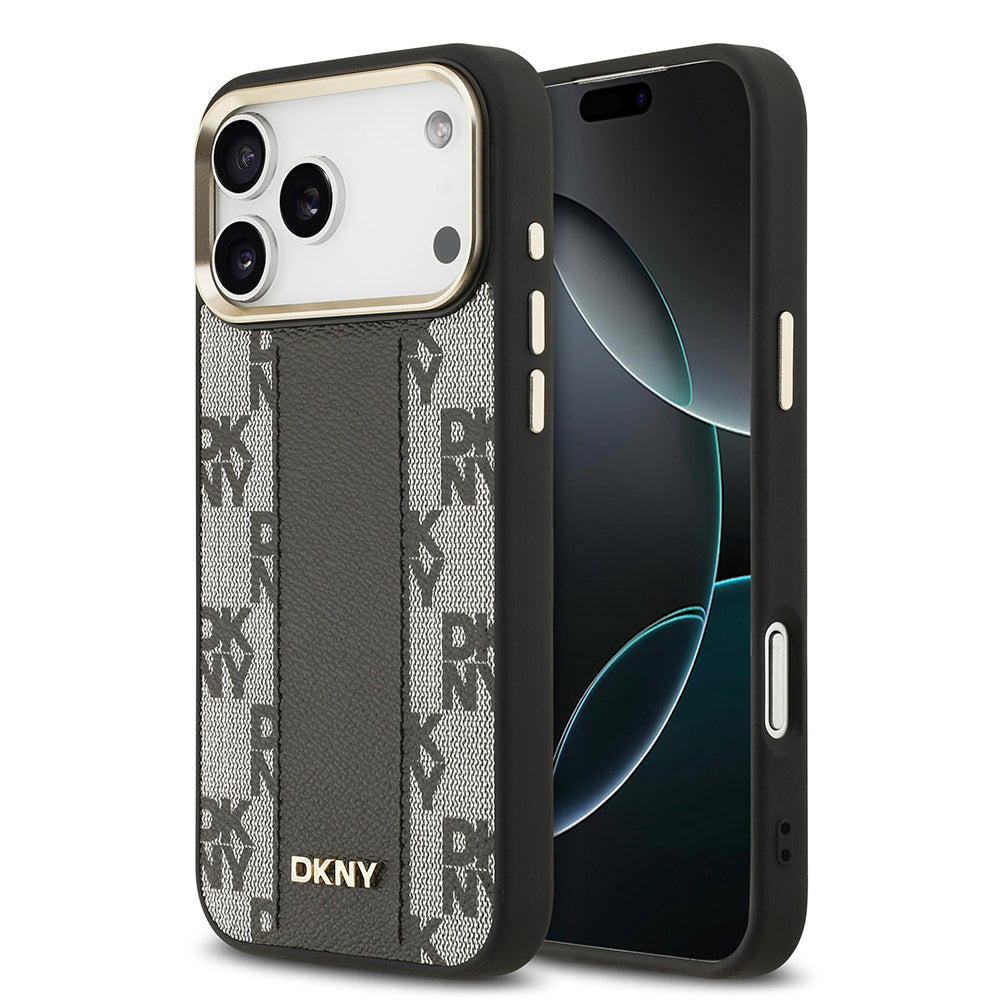 iPhone 17 Pro Max Kılıf DKNY Orijinal Lisanslı M-safe Şarj Özellikli 3D Yazılı Checkered Pattern Kılıf