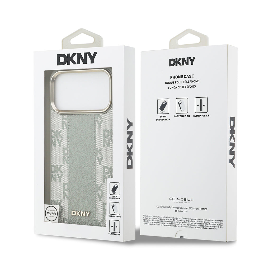 iPhone 17 Pro Max Kılıf DKNY Orijinal Lisanslı M-safe Şarj Özellikli 3D Yazılı Checkered Pattern Kılıf