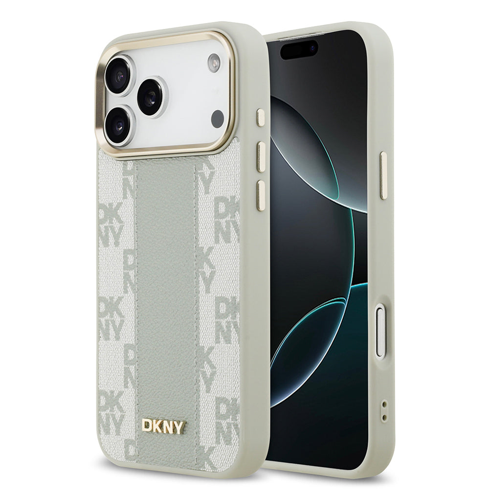 iPhone 17 Pro Max Kılıf DKNY Orijinal Lisanslı M-safe Şarj Özellikli 3D Yazılı Checkered Pattern Kılıf