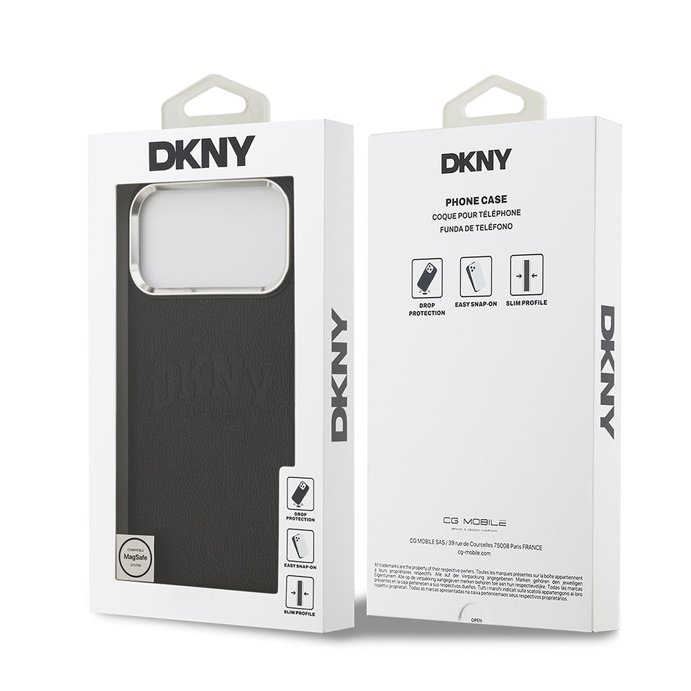 iPhone 17 Pro Max Kılıf DKNY Orijinal Lisanslı M-safe Şarj Özellikli PU Deri Kabartmalı Kılıf