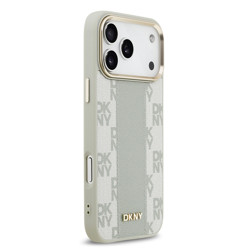 iPhone 17 Pro Max Kılıf DKNY Orjinal Lisanslı M-safe Şarj Özellikli 3D Yazılı Checkered Pattern Kılıf