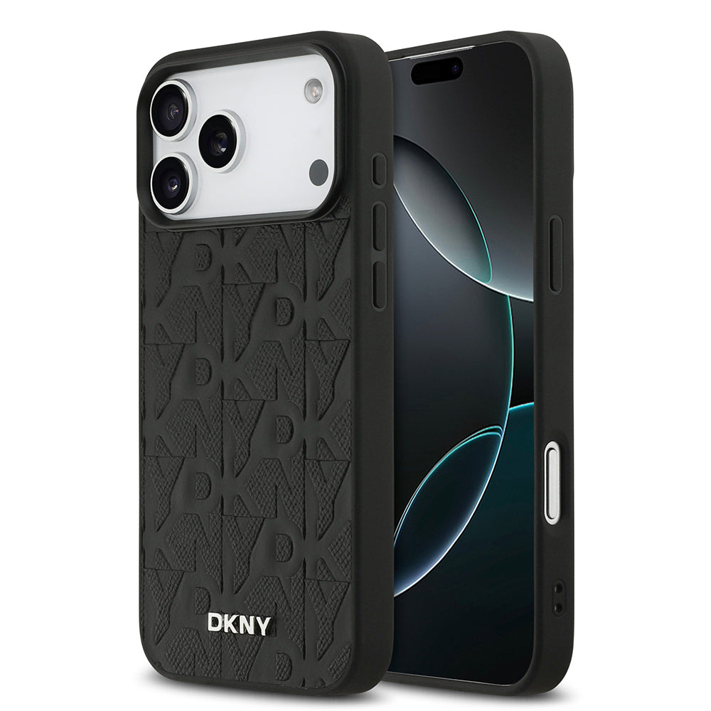 iPhone 17 Pro Max Kılıf DKNY Orjinal Lisanslı M-safe Şarj Özellikli 3D Yazılı Grid Pattern Kılıf