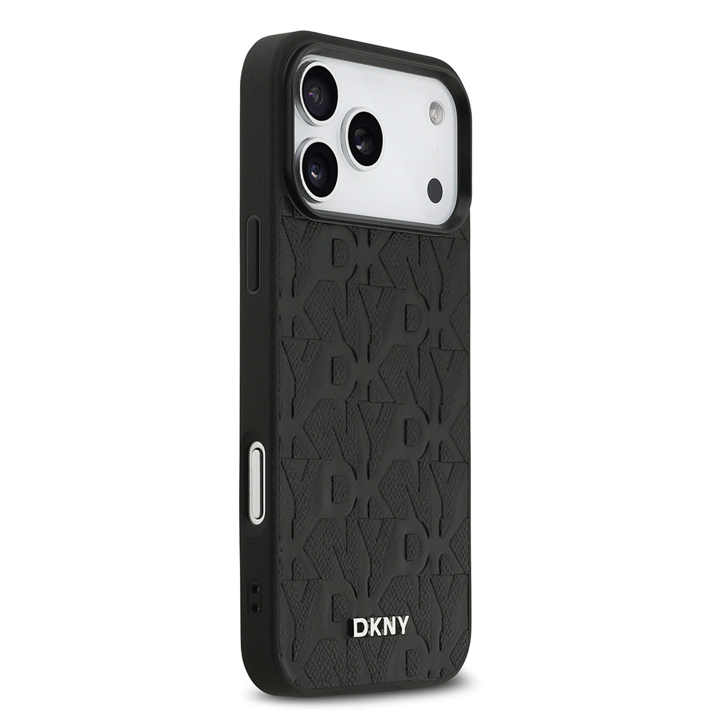 iPhone 17 Pro Max Kılıf DKNY Orjinal Lisanslı M-safe Şarj Özellikli 3D Yazılı Grid Pattern Kılıf