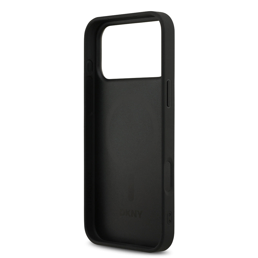 iPhone 17 Pro Max Kılıf DKNY Orjinal Lisanslı M-safe Şarj Özellikli 3D Yazılı Grid Pattern Kılıf