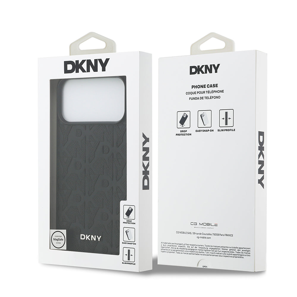 iPhone 17 Pro Max Kılıf DKNY Orjinal Lisanslı M-safe Şarj Özellikli 3D Yazılı Grid Pattern Kılıf