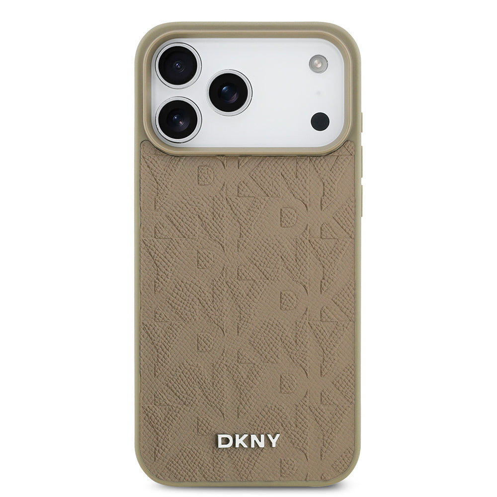 iPhone 17 Pro Max Kılıf DKNY Orjinal Lisanslı M-safe Şarj Özellikli 3D Yazılı Grid Pattern Kılıf