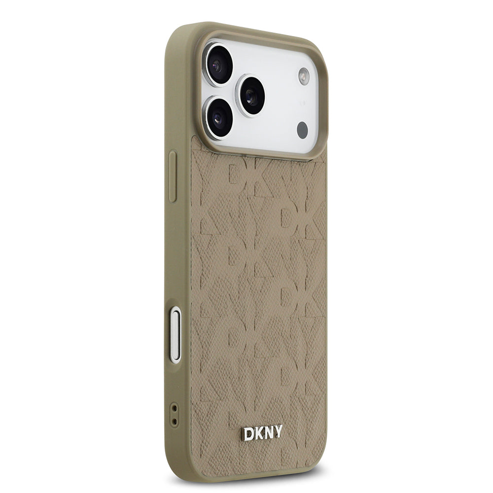 iPhone 17 Pro Max Kılıf DKNY Orjinal Lisanslı M-safe Şarj Özellikli 3D Yazılı Grid Pattern Kılıf