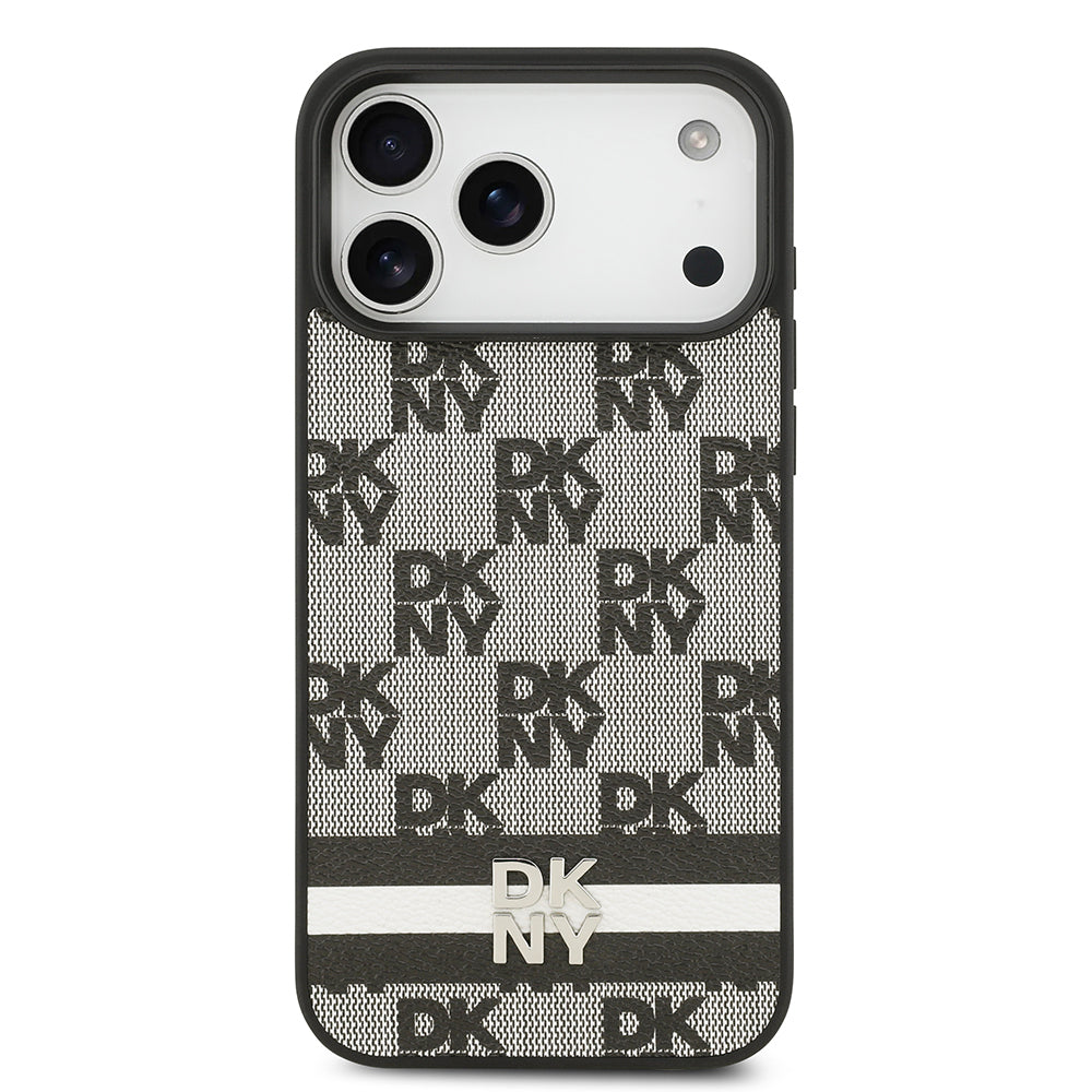iPhone 17 Pro Max Kılıf DKNY Orjinal Lisanslı M-safe Şarj Özellikli 3D Yazılı Metal Logolu Kılıf