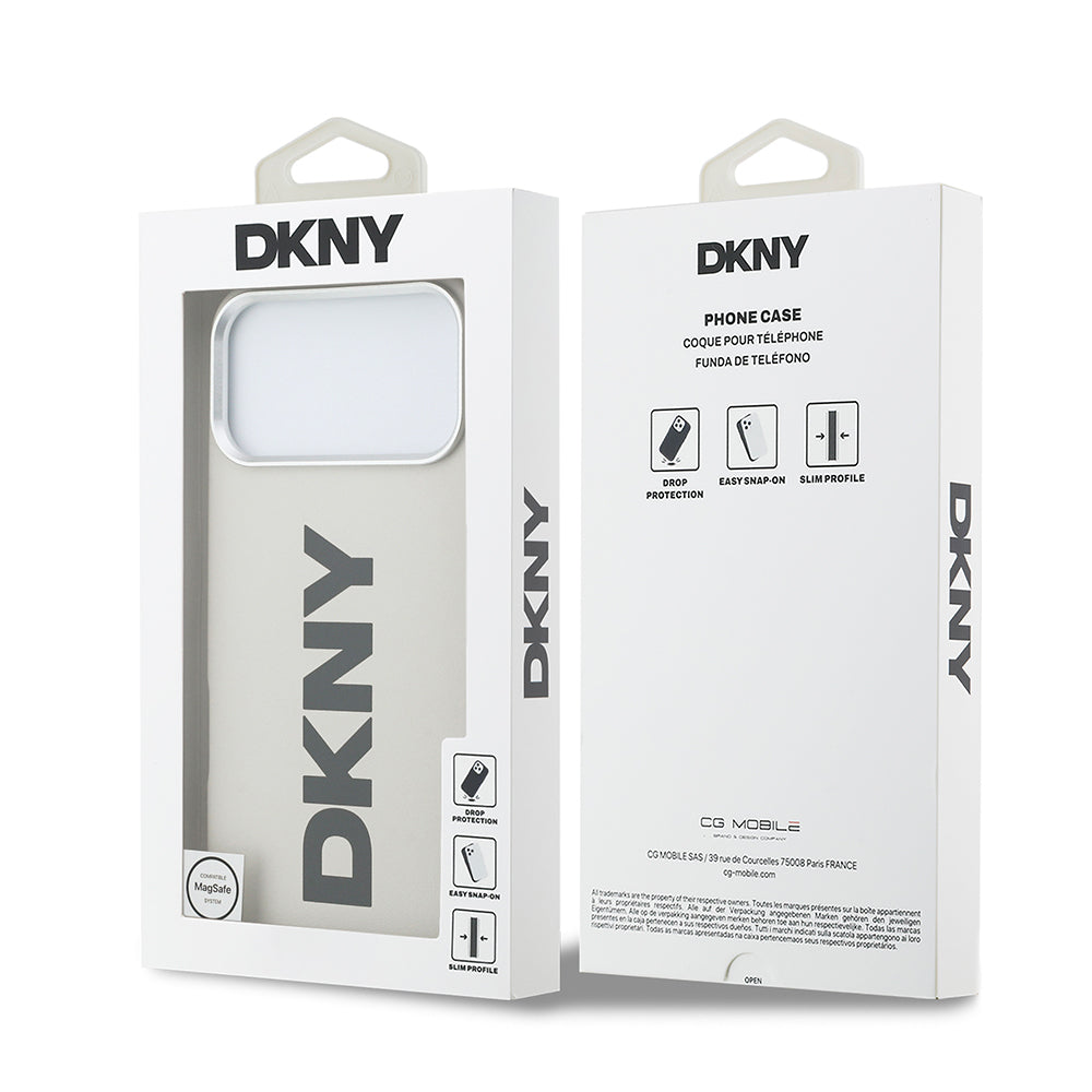 iPhone 17 Pro Max Kılıf DKNY Orjinal Lisanslı M-safe Şarj Özellikli PU Büyük Dikey Logolu Kılıf