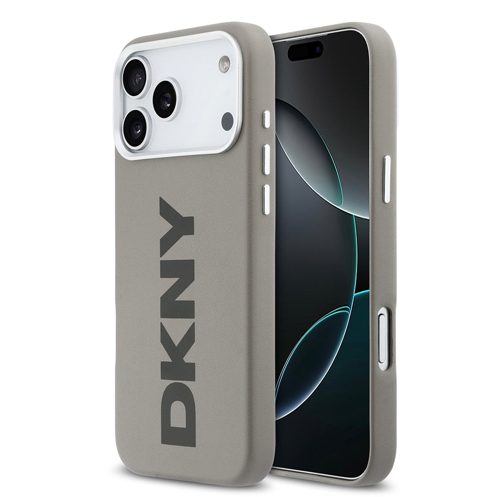 iPhone 17 Pro Max Kılıf DKNY Orjinal Lisanslı M-safe Şarj Özellikli PU Büyük Dikey Logolu Kılıf