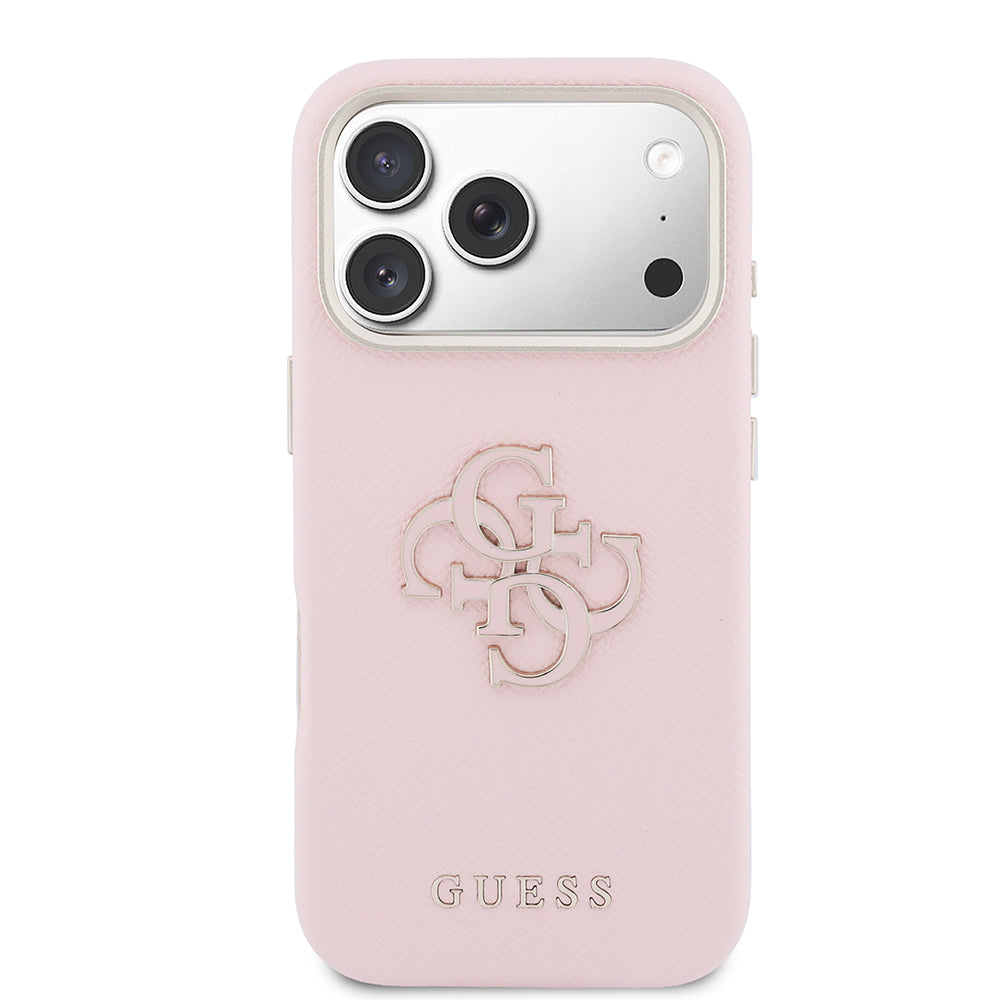 iPhone 17 Pro Max Kılıf Guess Orijinal Lisanslı 4G Büyük Metal Kamera Çerçeveli PU Deri Resin Kılıf