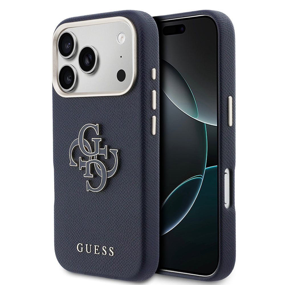 iPhone 17 Pro Max Kılıf Guess Orijinal Lisanslı 4G Büyük Metal Kamera Çerçeveli PU Deri Resin Kılıf