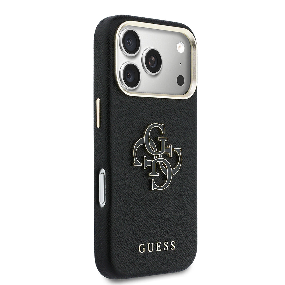 iPhone 17 Pro Max Kılıf Guess Orijinal Lisanslı 4G Büyük Metal Kamera Çerçeveli PU Deri Resin Kılıf