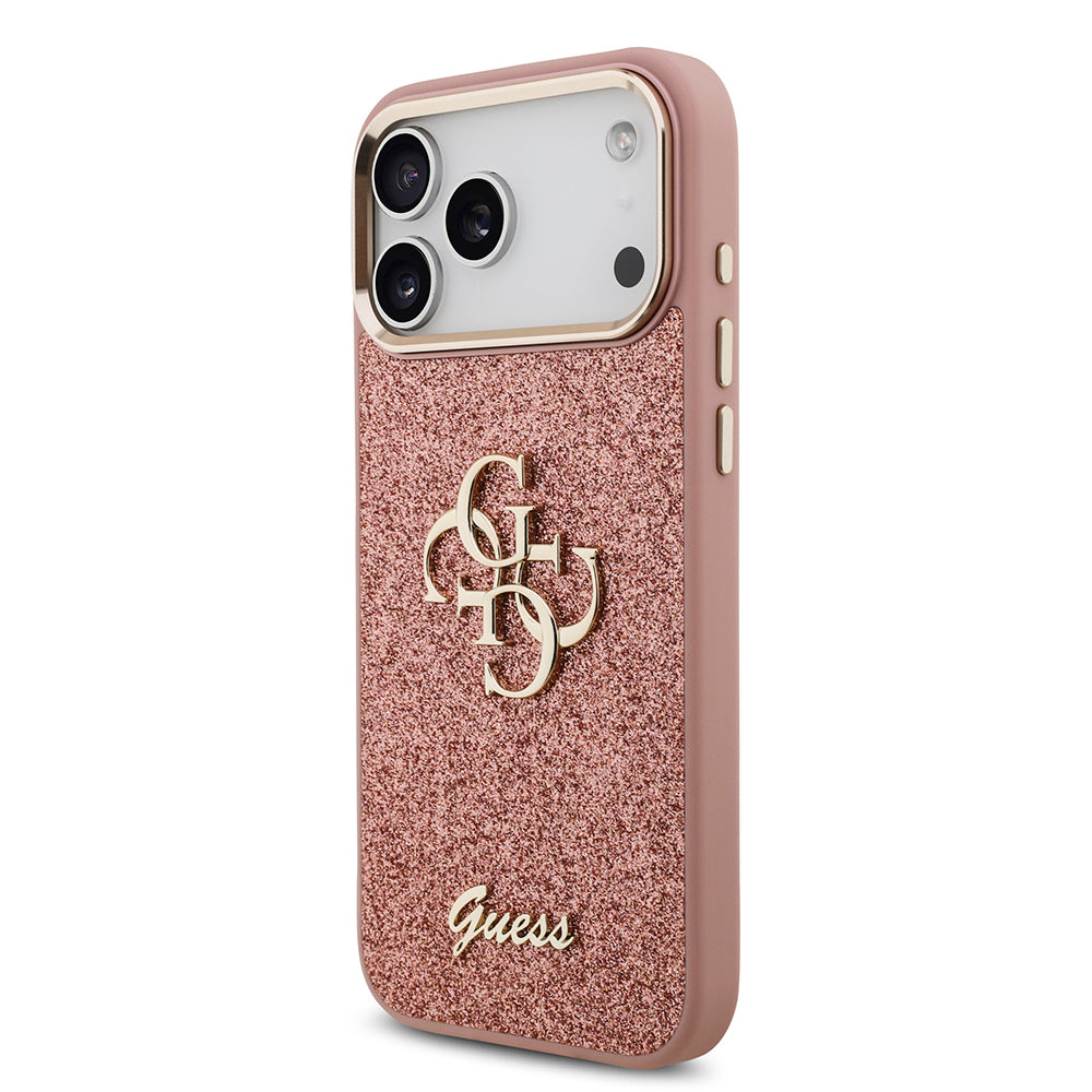 iPhone 17 Pro Max Kılıf Guess Orijinal Lisanslı 4G Büyük Metal Kamera Çerçeveli ve Logolu Glitter Kılıf