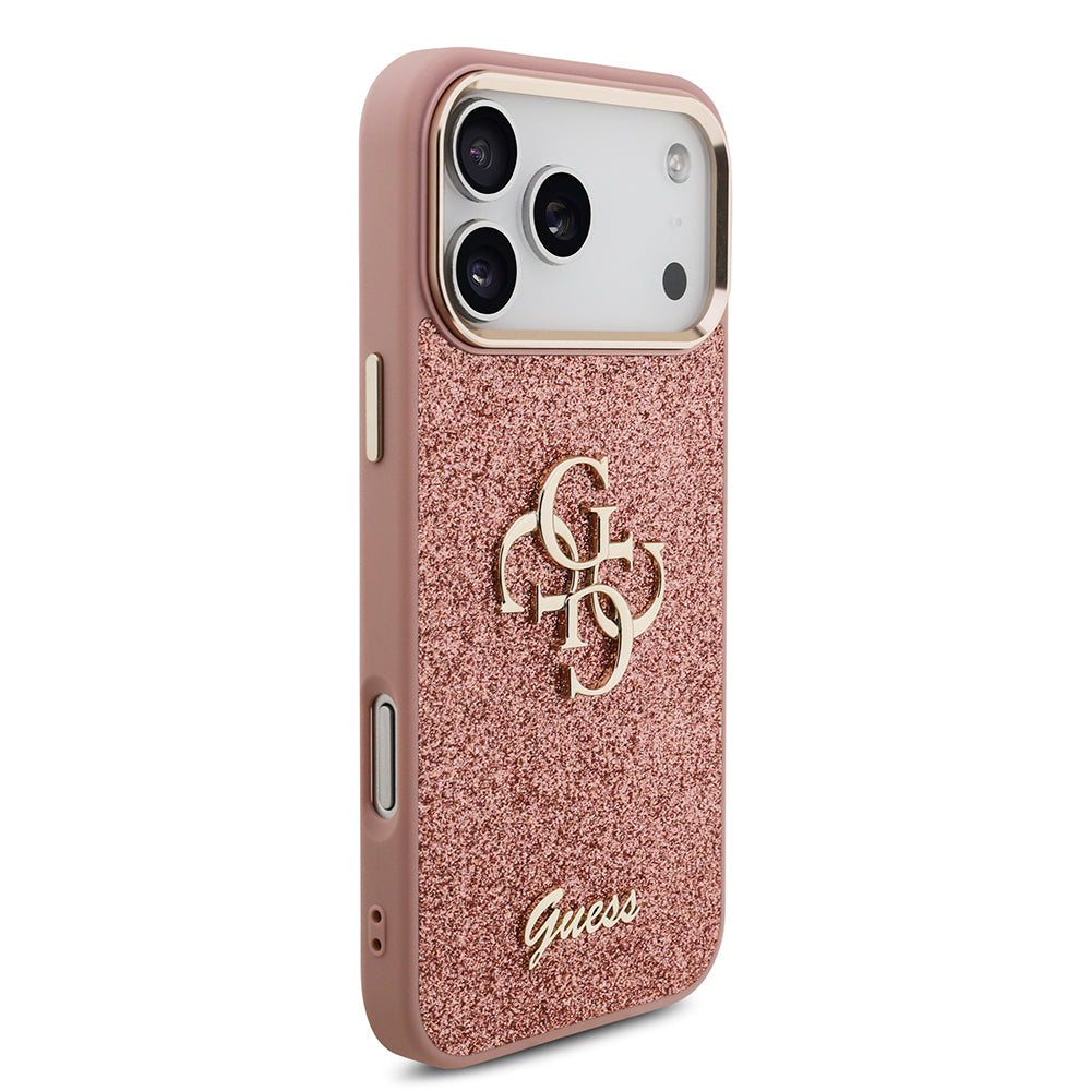 iPhone 17 Pro Max Kılıf Guess Orijinal Lisanslı 4G Büyük Metal Kamera Çerçeveli ve Logolu Glitter Kılıf