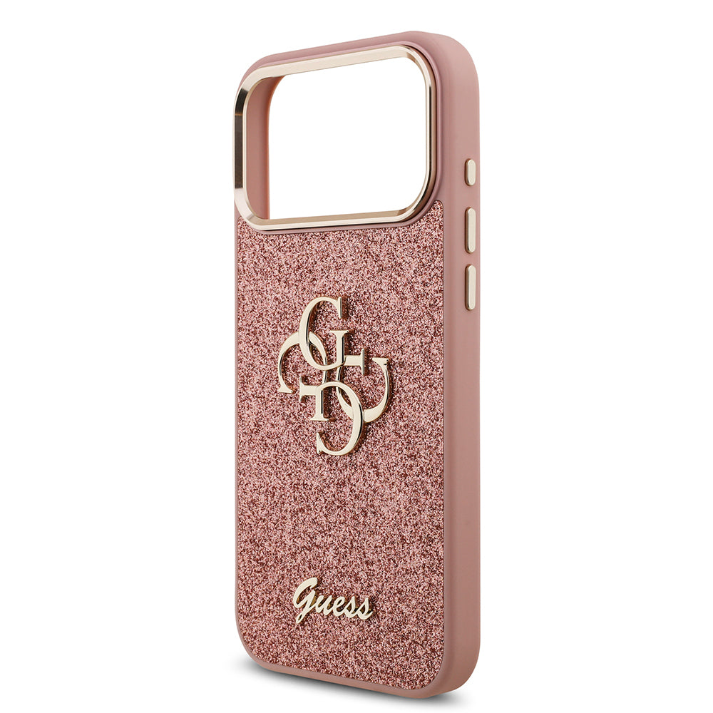 iPhone 17 Pro Max Kılıf Guess Orijinal Lisanslı 4G Büyük Metal Kamera Çerçeveli ve Logolu Glitter Kılıf