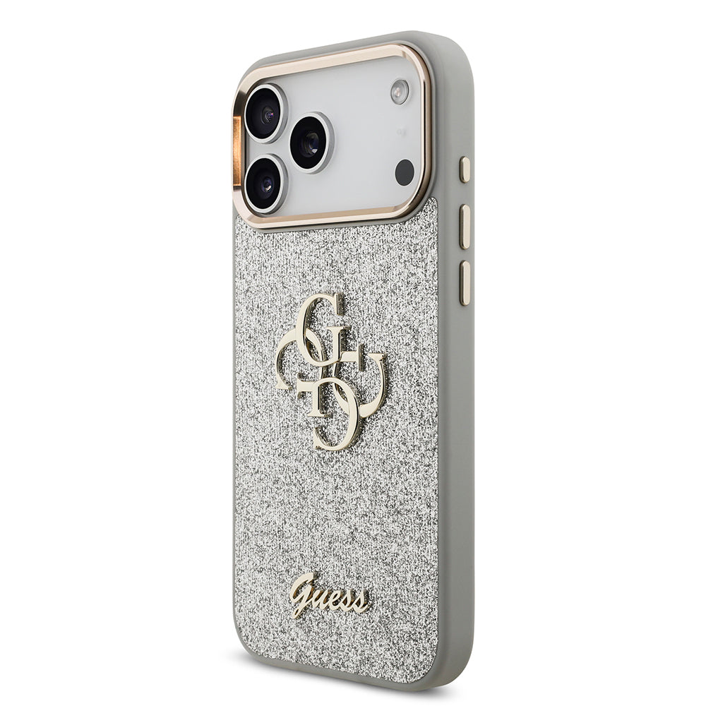 iPhone 17 Pro Max Kılıf Guess Orijinal Lisanslı 4G Büyük Metal Kamera Çerçeveli ve Logolu Glitter Kılıf