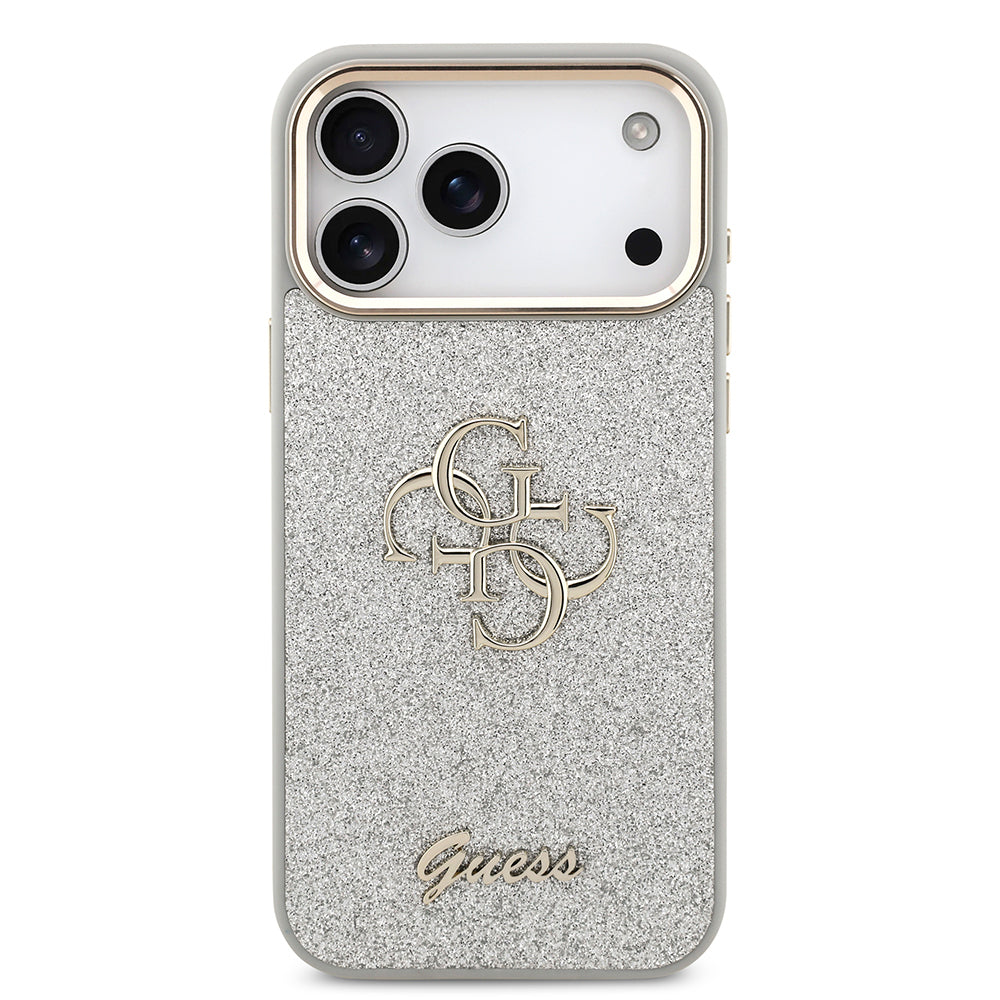 iPhone 17 Pro Max Kılıf Guess Orijinal Lisanslı 4G Büyük Metal Kamera Çerçeveli ve Logolu Glitter Kılıf