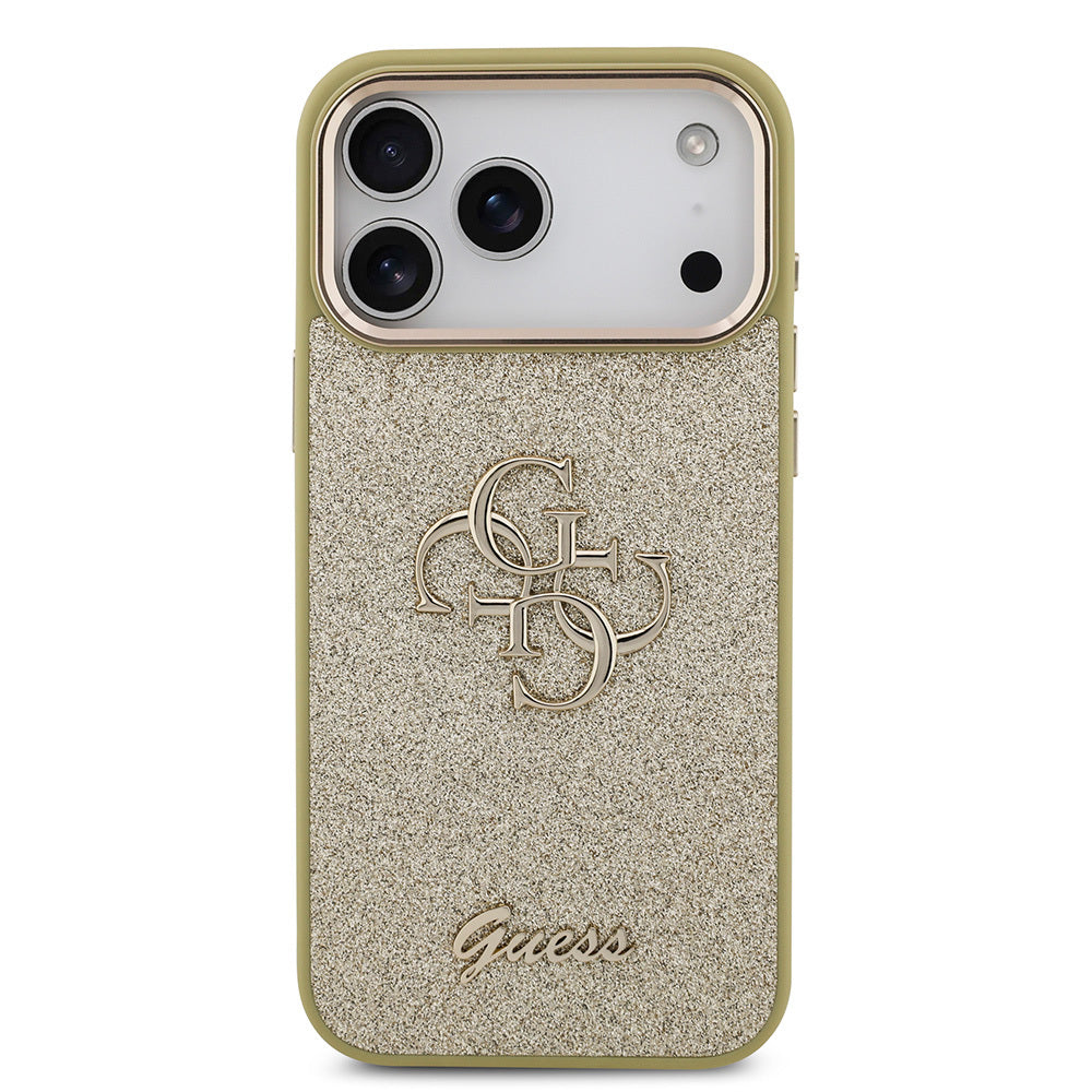 iPhone 17 Pro Max Kılıf Guess Orijinal Lisanslı 4G Büyük Metal Kamera Çerçeveli ve Logolu Glitter Kılıf