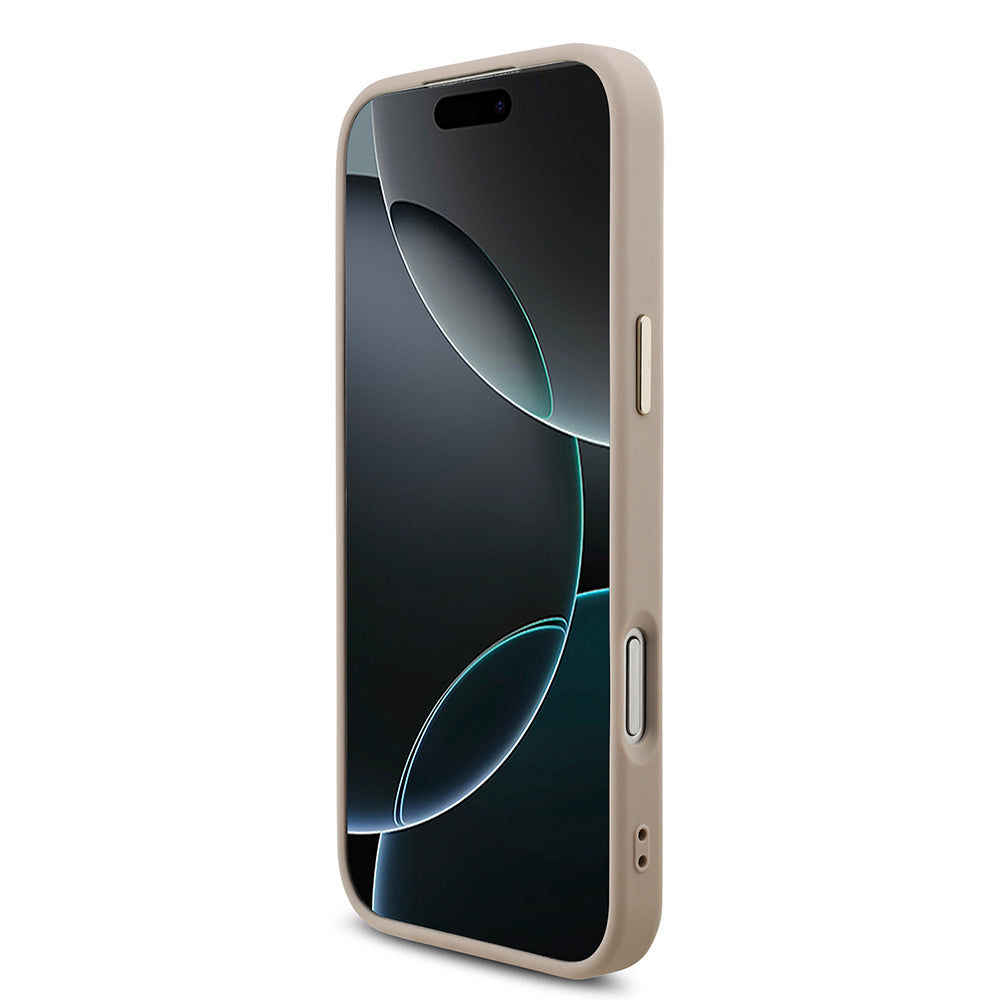 iPhone 17 Pro Max Kılıf Guess Orijinal Lisanslı Gold Metal Kamera Çerçeveli 4G Desenli Metal Büyük 4G ve Yazı Logolu Kılıf