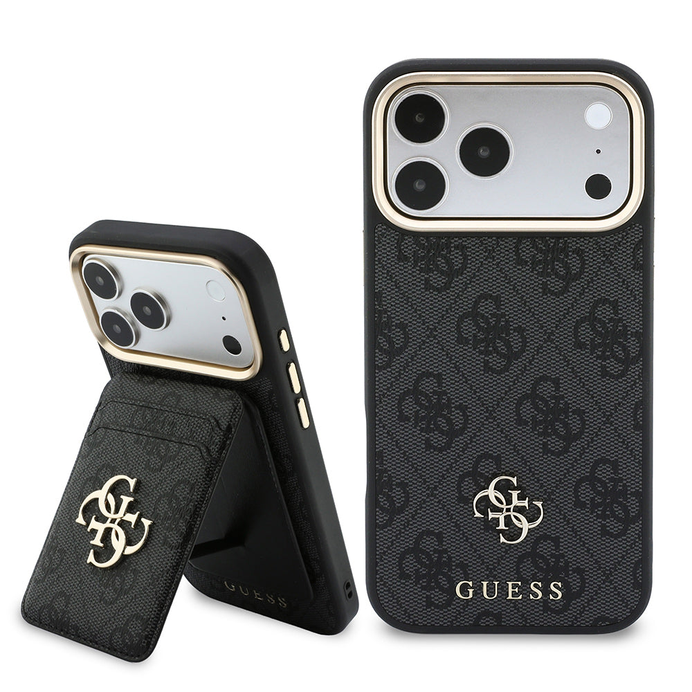 iPhone 17 Pro Max Kılıf Guess Orijinal Lisanslı M-safe Şarj Özellikli 4G Büyük Metal Logolu Kartlıklı Kılıf