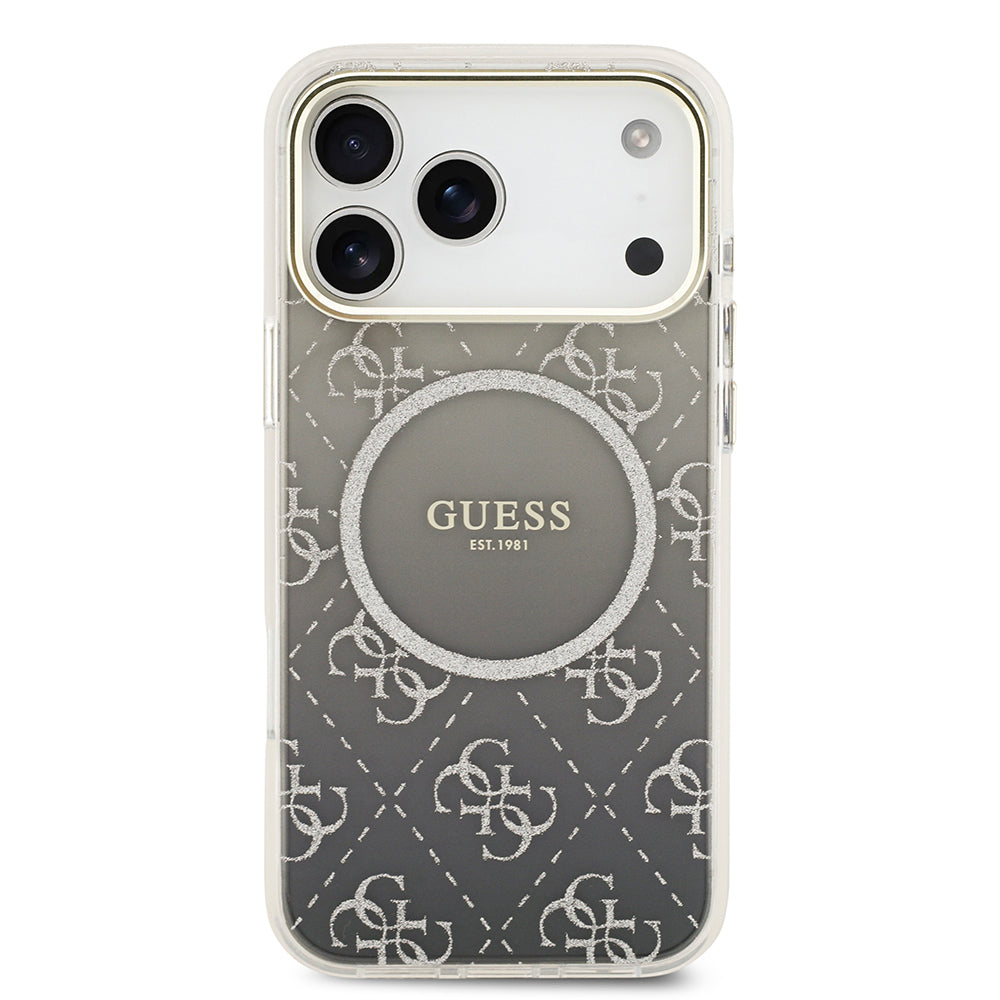iPhone 17 Pro Max Kılıf Guess Orijinal Lisanslı M-safe Şarj Özellikli 4G Desenli Simli Silikon Kılıf