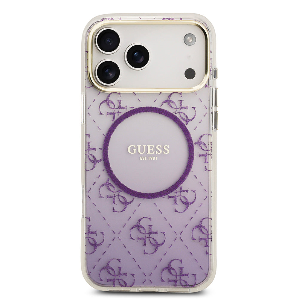 iPhone 17 Pro Max Kılıf Guess Orijinal Lisanslı M-safe Şarj Özellikli 4G Desenli Simli Silikon Kılıf