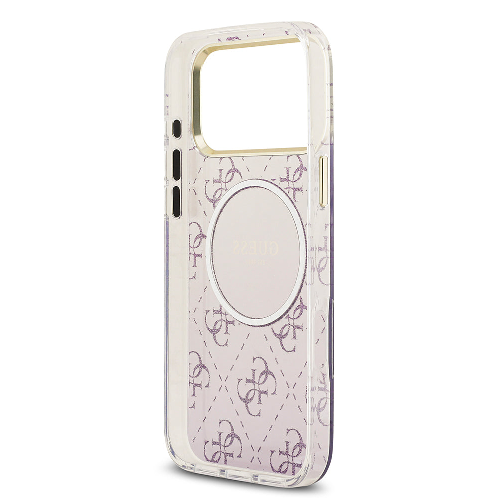 iPhone 17 Pro Max Kılıf Guess Orijinal Lisanslı M-safe Şarj Özellikli 4G Desenli Simli Silikon Kılıf