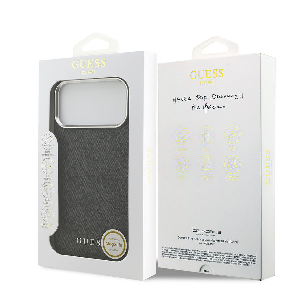 iPhone 17 Pro Max Kılıf Guess Orijinal Lisanslı M-safe Şarj Özellikli 4G Klasik Yazı Logolu Kılıf