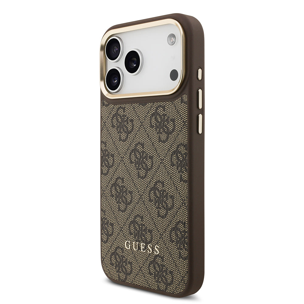 iPhone 17 Pro Max Kılıf Guess Orijinal Lisanslı M-safe Şarj Özellikli 4G Metal Büyük Logolu Kartlıklı Kılıf