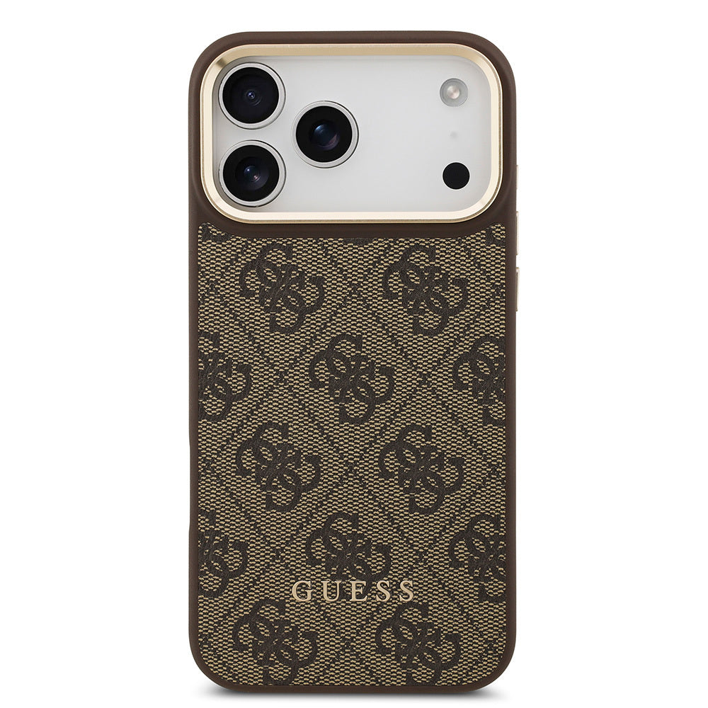 iPhone 17 Pro Max Kılıf Guess Orijinal Lisanslı M-safe Şarj Özellikli 4G Metal Büyük Logolu Kartlıklı Kılıf