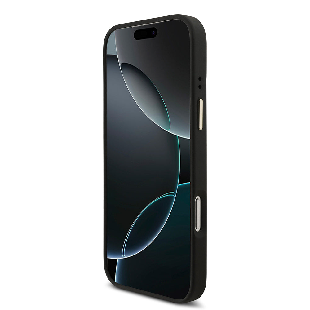 iPhone 17 Pro Max Kılıf Guess Orijinal Lisanslı M-safe Şarj Özellikli 4G Metal Büyük Logolu Kartlıklı Kılıf