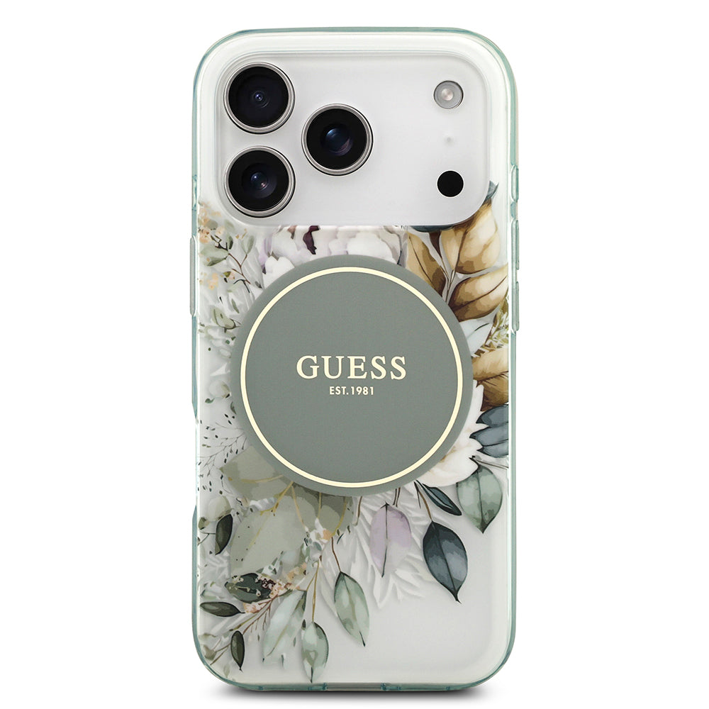 iPhone 17 Pro Max Kılıf Guess Orijinal Lisanslı M-safe Şarj Özellikli Flower Tonal Circle Kılıf