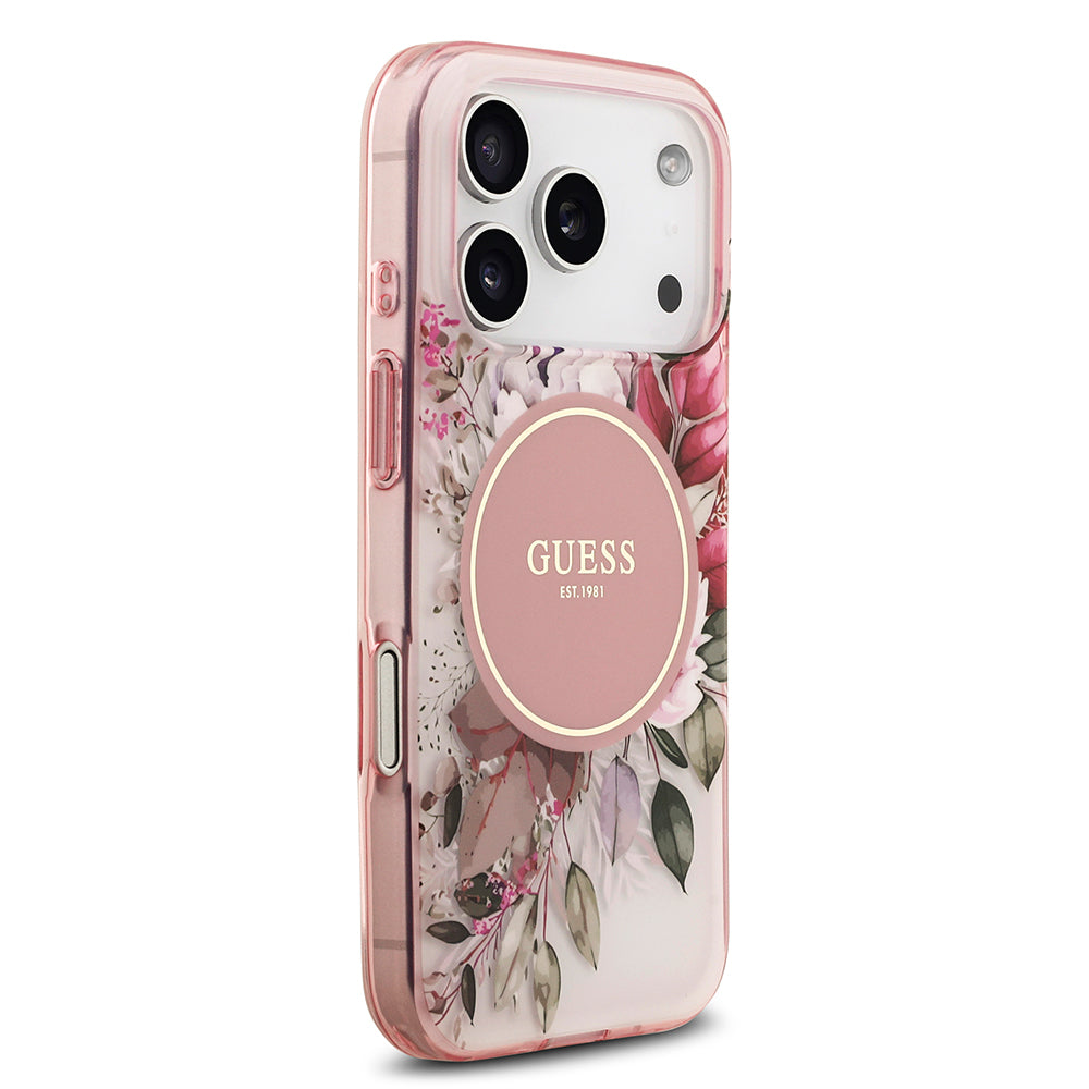 iPhone 17 Pro Max Kılıf Guess Orijinal Lisanslı M-safe Şarj Özellikli Flower Tonal Circle Kılıf