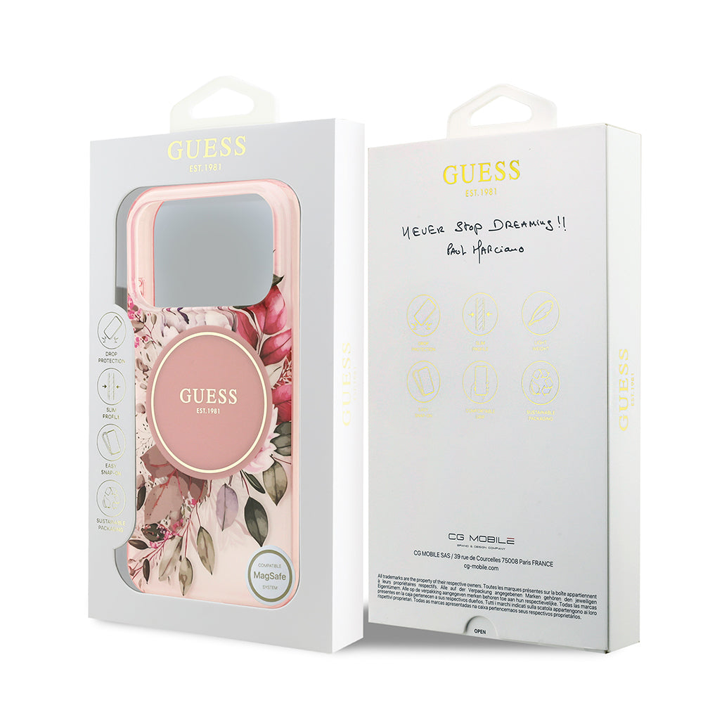 iPhone 17 Pro Max Kılıf Guess Orijinal Lisanslı M-safe Şarj Özellikli Flower Tonal Circle Kılıf
