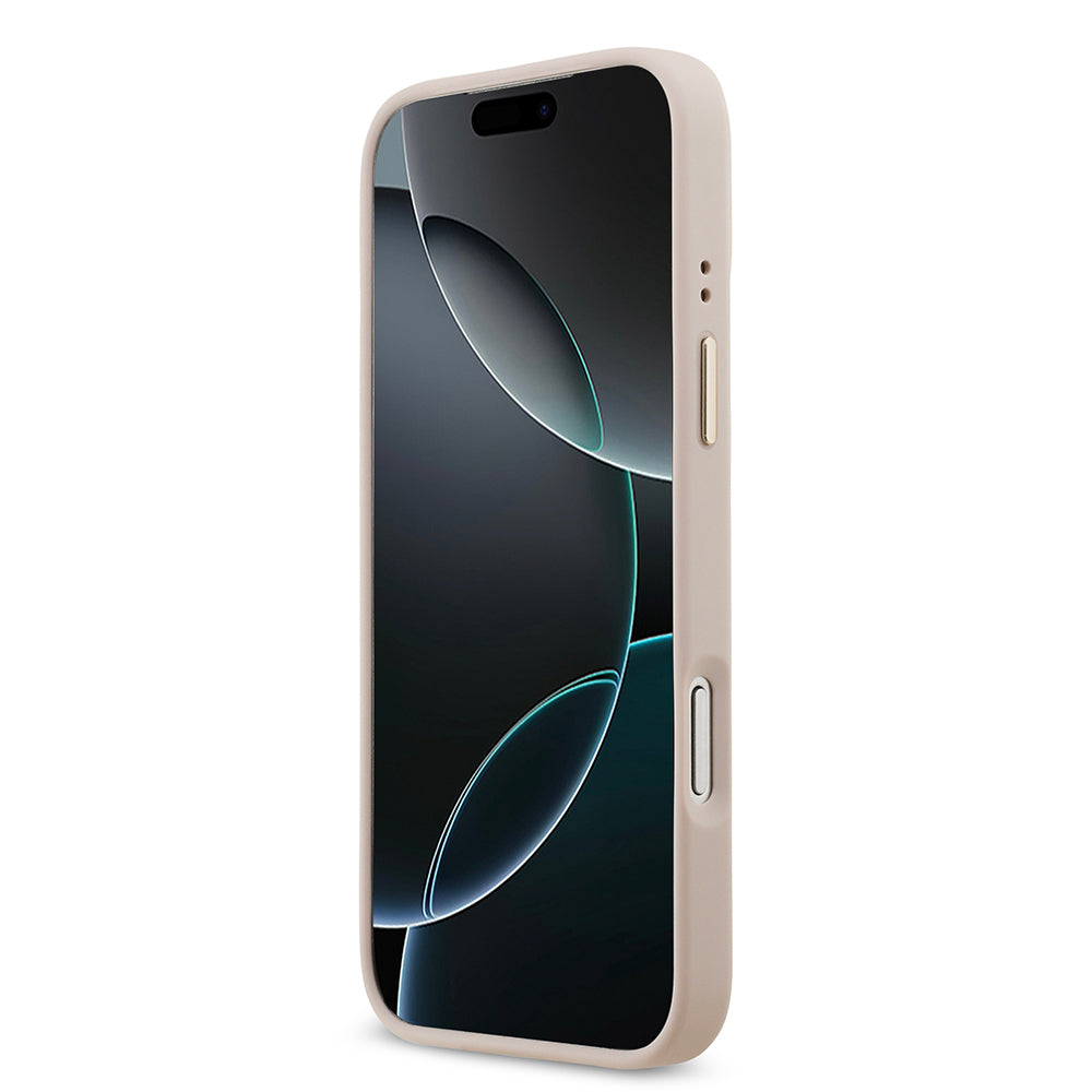 iPhone 17 Pro Max Kılıf Guess Orijinal Lisanslı M-safe Şarj Özellikli Gold Metal Kamera Çerçeveli Taşlı 4G Logolu Kılıf