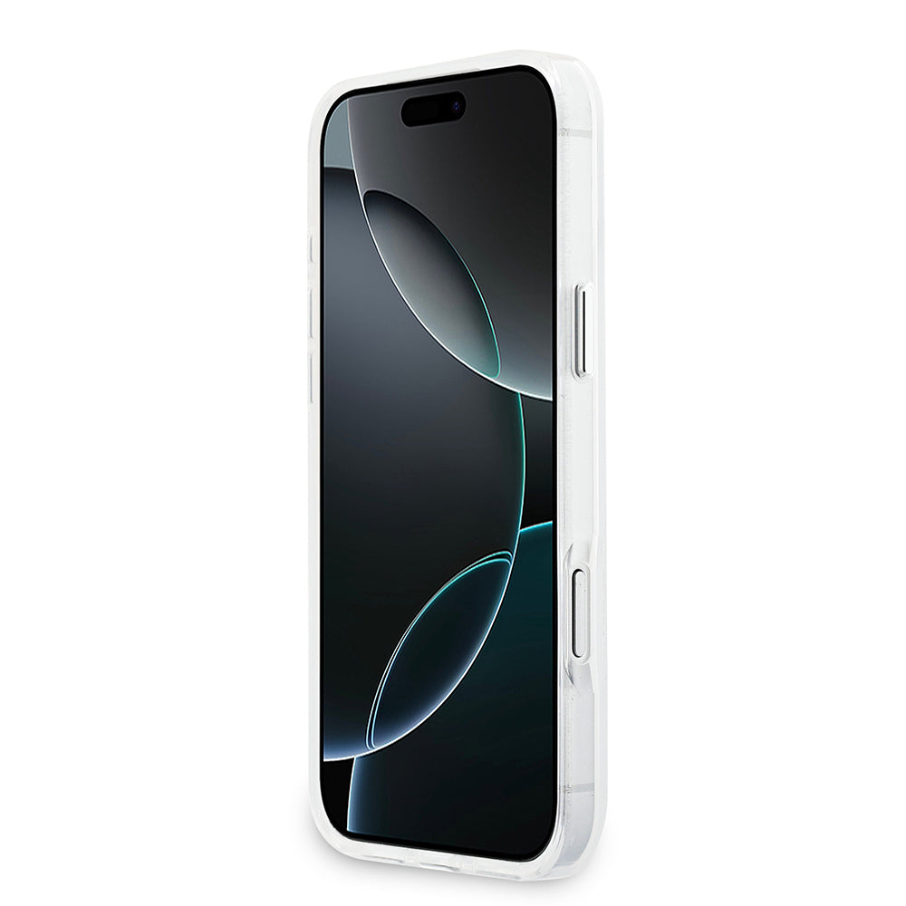 iPhone 17 Pro Max Kılıf Guess Orijinal Lisanslı M-safe Şarj Özellikli IML Baskılı Üçgen Logolu Metal Kamera Çerçeveli Kılıf
