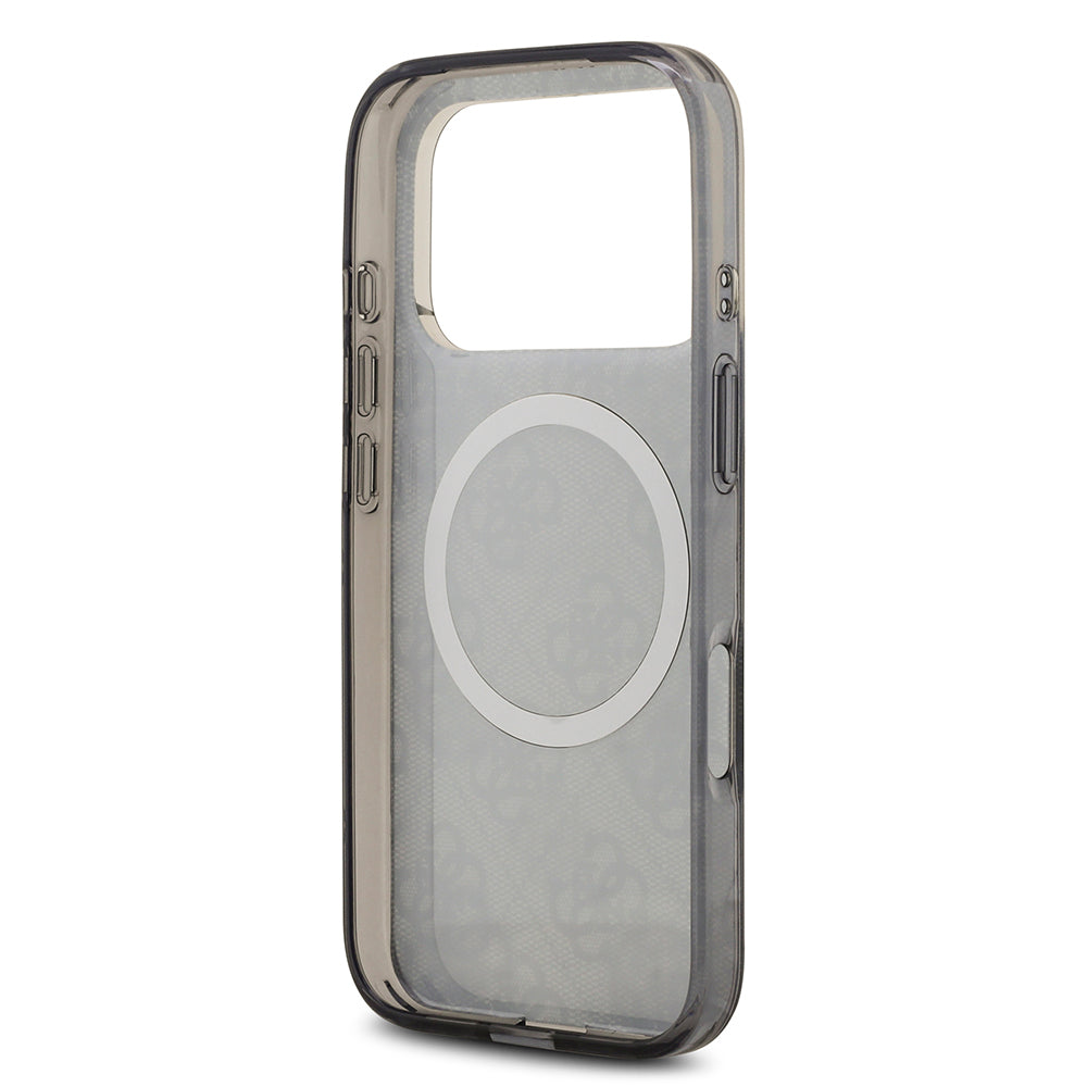 iPhone 17 Pro Max Kılıf Guess Orijinal Lisanslı M-safe Şarj Özellikli IML Peony ve 4G Desenli Klasik Logolu Kılıf